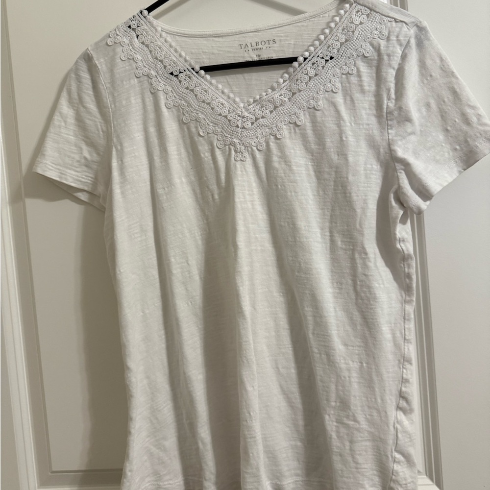 NWOT Talbots Ivory Lace Accent Blouse